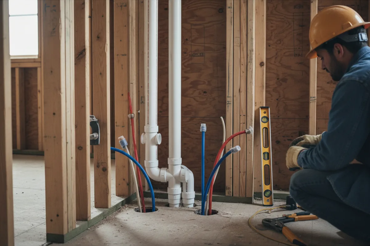 Drain and supply rough-in during Drain Cleaning in Mayfield